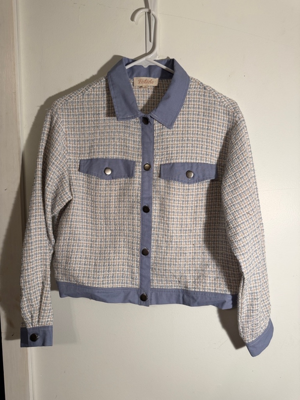 Listicle Blue and Cream Tweed Blazer Jacket